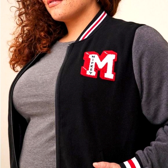 ❤️NWT VINTAGE TORRID BOMBER WOOL JACKET - MICKEY MOUSE ON FRONT & BACK PLUS SIZE - Picture 2 of 16